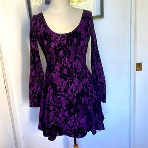 Vintage Betsey Johnson Velvet purple and black dress size medium